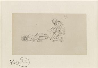 FRANTISEK KUPKA Group of 5 pencil erotic drawings.